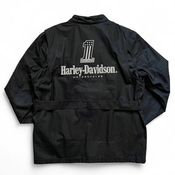 Harley-Davidson #1 Riding Jacket Mens XL Black Cotton Belted Motorcycle - Picture 4 of 12